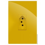 Conjunto Tomada 10a Vertical 4x2 - RECTA MOSTARDA GLOSS
